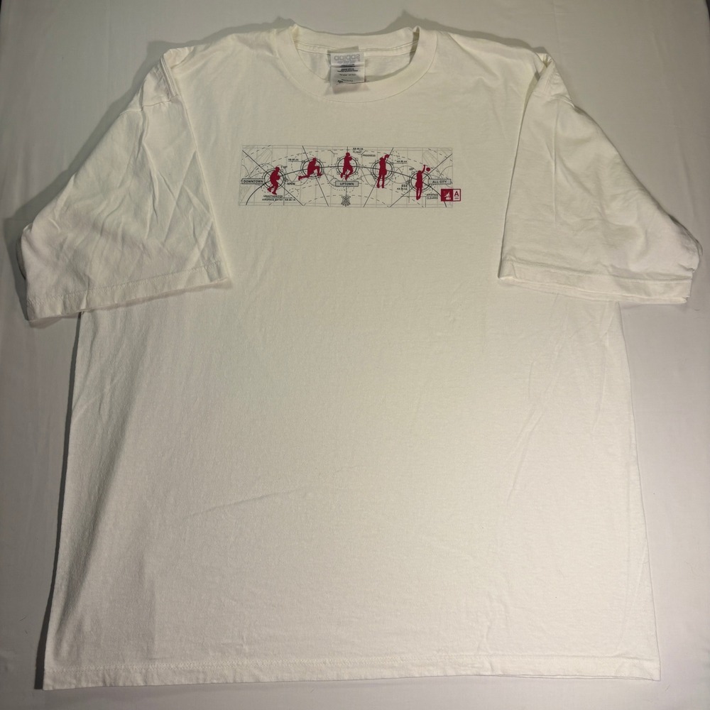 Vintage Adidas Basketball Airspace Cleared Graphic T-Shirt White XL Made in USA